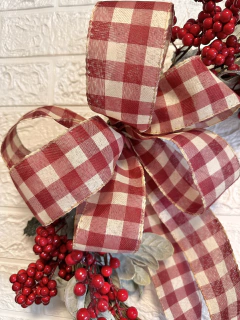 Guirlanda de Natal Amoreira Decor Laço Xadrez 40 cm - loja online