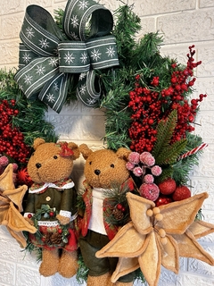 Guirlanda de Natal Amoreira Decor Casal de Ursos 65cm na internet