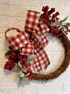 Guirlanda de Natal Amoreira Decor Laço Xadrez 40 cm - comprar online