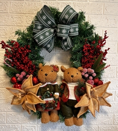 Guirlanda de Natal Amoreira Decor Casal de Ursos 65cm