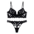 Alta qualidade bordado francês lingerie sexy mulher fina profunda v push up tra
