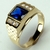 Imagem do Clássico Anel De Zircão Para Homens, Luxuoso, Azul Dominante, Casamento, Noiva