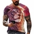 Camiseta 3D com estampa de leão masculina, casual com gola O, tops de manga cur - Bonés & Cia