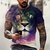 Imagem do Camiseta 3D com estampa de leão masculina, casual com gola O, tops de manga cur