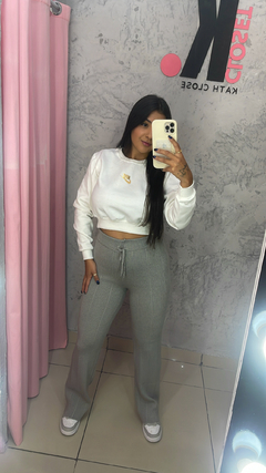 Calça tricô cinza