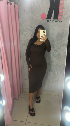 Vestido ribana botão