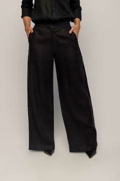 Calça Pantalona 100% Linho Preto - Cambucá
