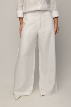 Calça Pantalona 100% Linho Branco - Cambucá
