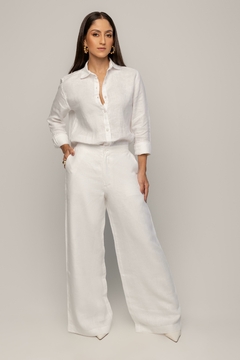 Calça Pantalona 100% Linho Branco - comprar online