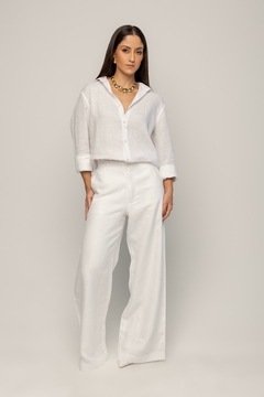 Calça Pantalona 100% Linho Branco - loja online