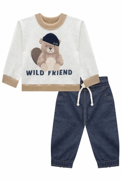 Blusão ML e Calça Jogger Jeans - comprar online