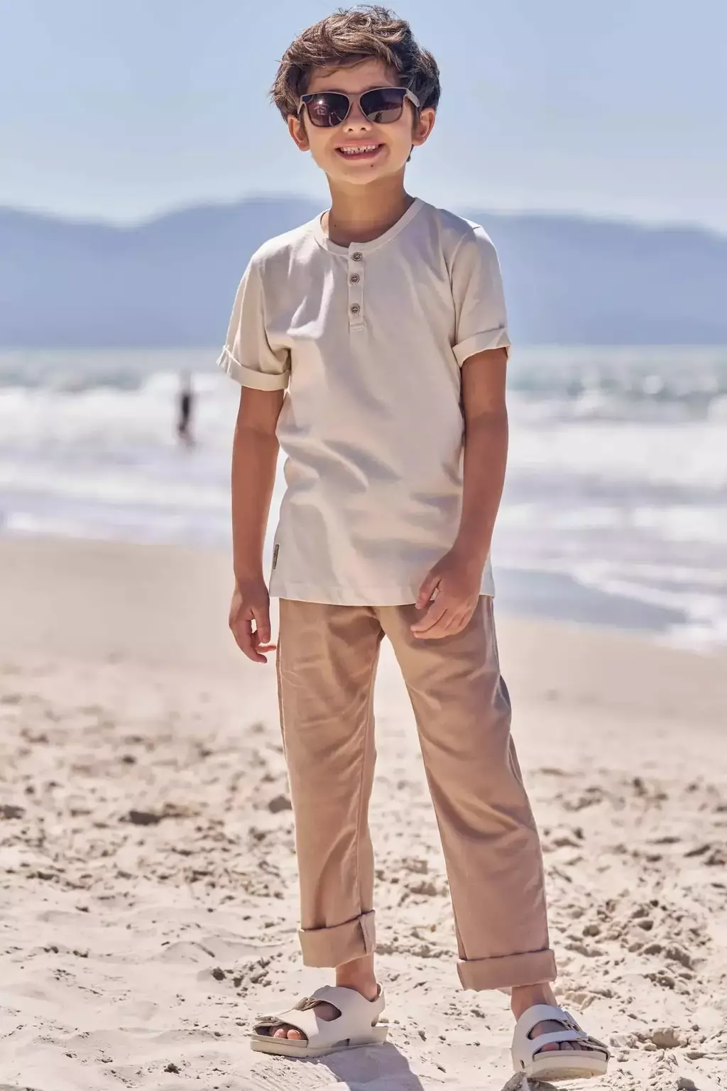 Calça reta linho santorine Luc.boo