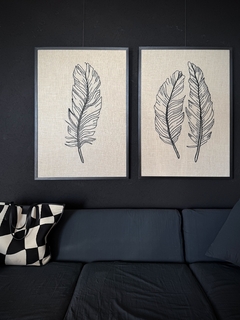 pluma doble crudo negro | 100 x 70 cm ENTREGA EN 20/30 DIAS - canvaz