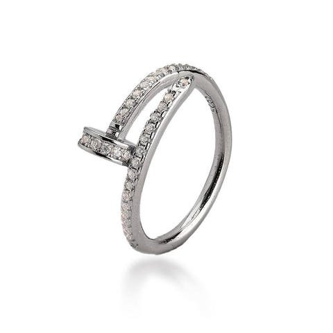 ANEL PREGO CRAVEJADO PRATA 925