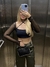 Cropped tule manga longa