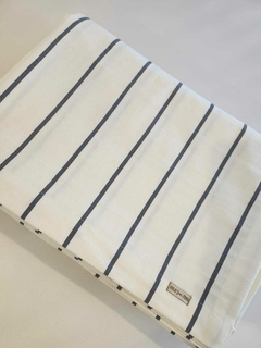 Mantel Natural con rayas grises