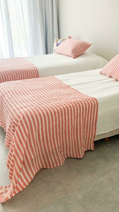 Pie de cama Rayado Coral