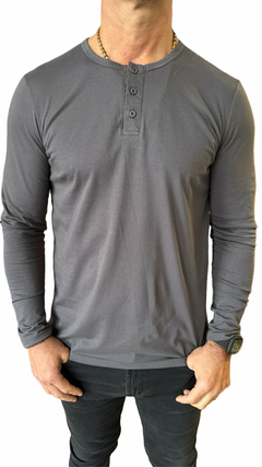 Remera Pima Premium manga larga 3 botones - tienda online