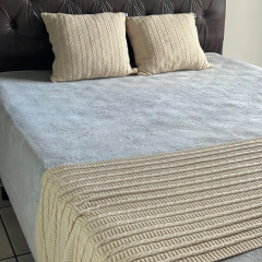 1 Peseira Cama King 260cm x 60cm + 2 Capas de Almofada - Tricot Conjunto Luxo - loja online