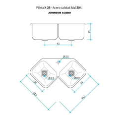 Bacha esquinera X28 - comprar online