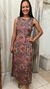 Vestido Azul com Flores Roxas e Amarelo - Beagle