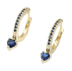 Arracadas con zirconias azules y dije de corazón