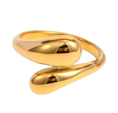 Anillo dorado gotitas cruzadas