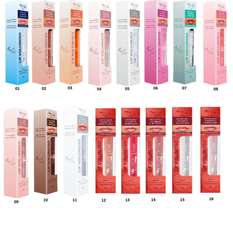 Gloss Lip Volumoso 3 em 1 Aumenta boca Vegano Vitamina E Ácido Hialurônico Rosa Mosqueta Max Love - 5ML