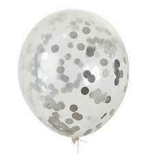 Globo con confetti plateado x10 unidades