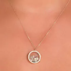 Colar Coleção Cápsula Coração/Retângulo/Redondo Cravejado Cristal - comprar online