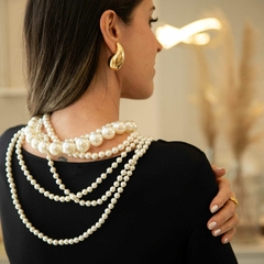 Colar de Pérolas Folheado em Ródio Branco - comprar online
