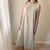 Vestido largo liso combinado