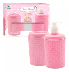 Kit Porta Algodão e Porta Sabonete Líquido c/ Tampa Kit Higiene Bebê