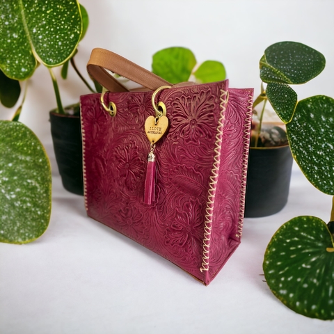 Bolso de Piel Tote Bag Flores Rosa - comprar en línea