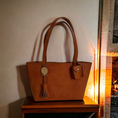 Bolso de Piel Artesanal Tote Naranja Oscuro - comprar en línea