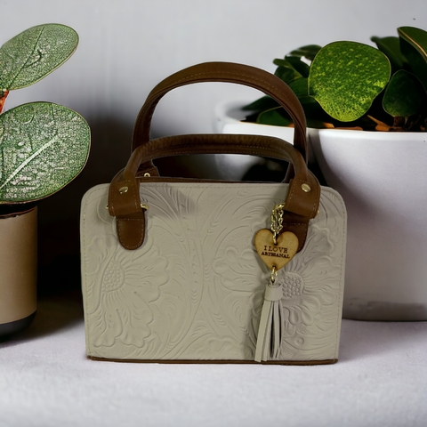 Bolso de Piel Artesanal Bandolera Beige - comprar en línea