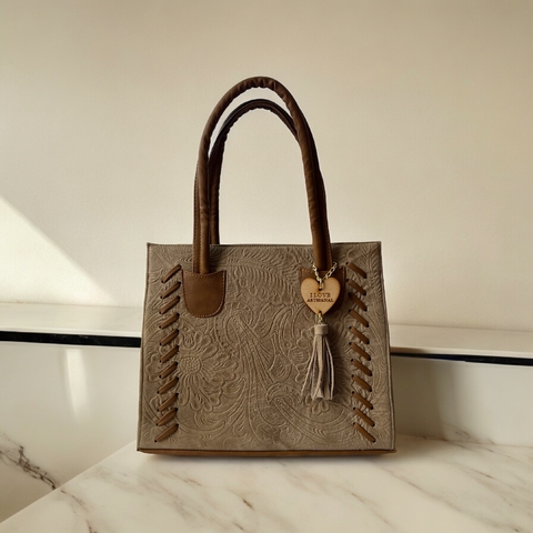 Bolso de Piel Artesanal Doble Marrón Claro - comprar en línea