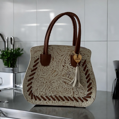 Bolso de Piel Artesanal U Blanco - comprar en línea