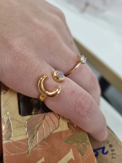 Anillo regulable luna y piedra