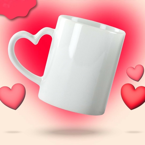 Tazas ceramicas rectas con asa corazon