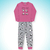 Pijama Fakini manga longa panda rosa e cinza - comprar online