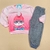 Conjunto Tile e Sul pelinhos rosa cinza pompom