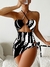 Maiô estampado de halter feminino com saia de natação, moda praia feminina. na internet