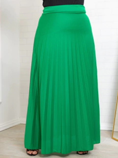 Saia Plissada Longa Verde Bandeira - Mi Amore - Mi Amore Moda Evangélica