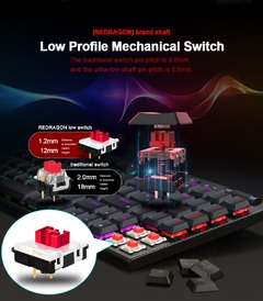 REDRAGON YI K625P KB USB RGB Mini Magro Ultra-Fino Projetado Com Fio Teclado de - loja online