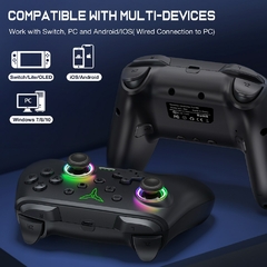 Controlador sem fio de dinofire bluetooth rgb para nintendo switch/interruptor o