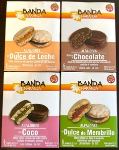 ALFAJORES "BANDA NARANJA" SIN TACC VARIOS SABORES caja x 6 unidades