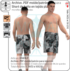080. Molde para Short de baño tela plana con spandex - comprar online