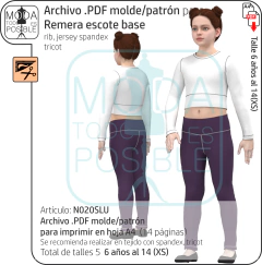 020. Molde para Remera escote base ajustada