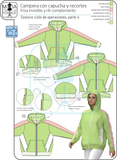 069. Molde para Campera o Buzo con capucha y recortes